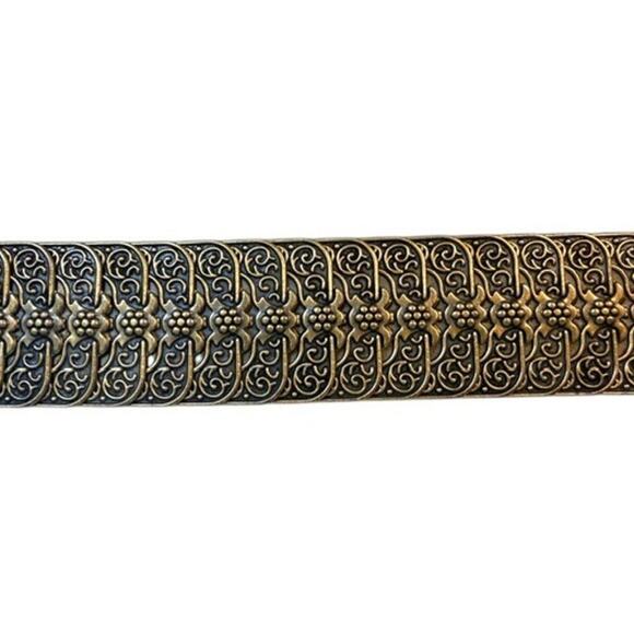 Ornate Gold-Tone Lizard Buckle Filigree Stretch Belt Rhinestone Y2K main image 4